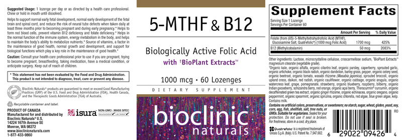 5-MTHF & B12 (Bioclinic Naturals) Label