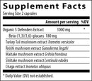 5 defenders mushroom extract capsules (real mushrooms) supplement facts