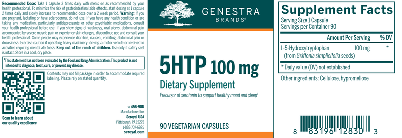 5HTP 100 mg label Genestra