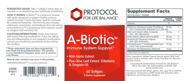 a-biotic (protocol for life balance) label