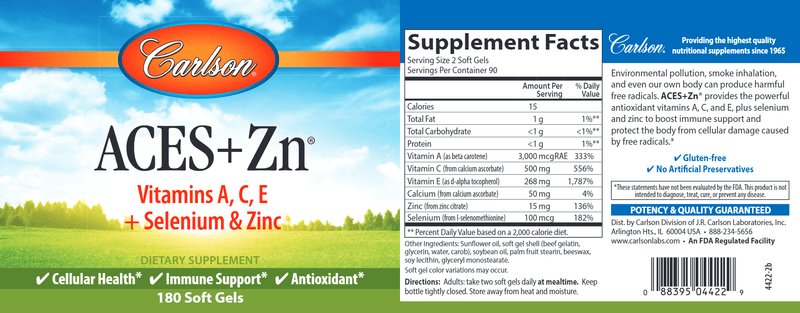 ACES + Zn (Carlson Labs) 180ct label