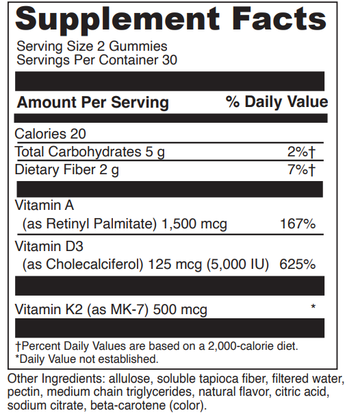 adk allulose gummies davinci labs supplement facts