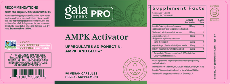 AMPK Activator (Gaia Herbs Professional Solutions) Label