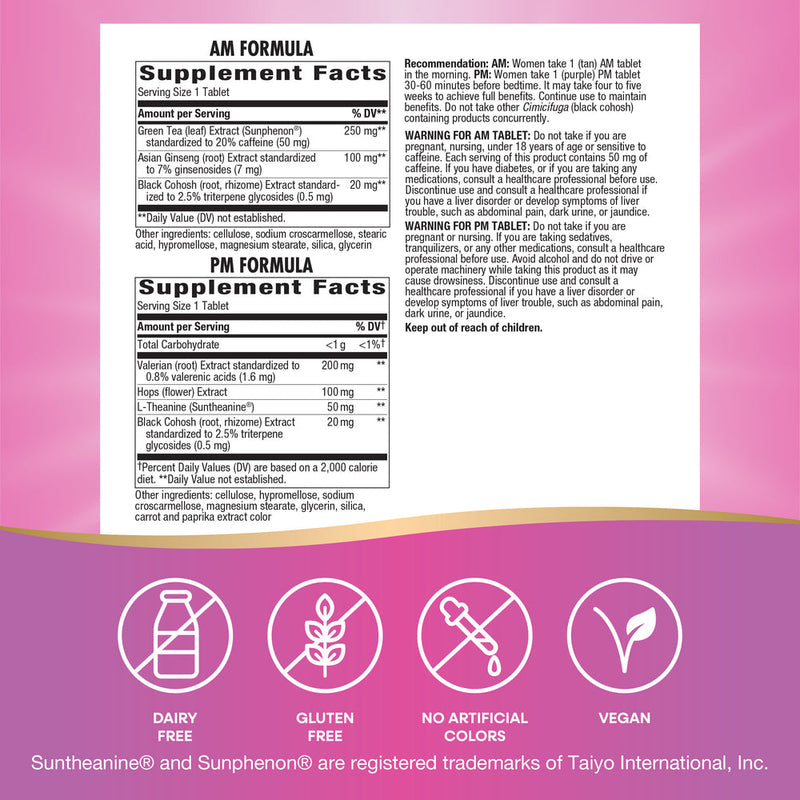 am/pm menopause formula (nature's way) supplement facts