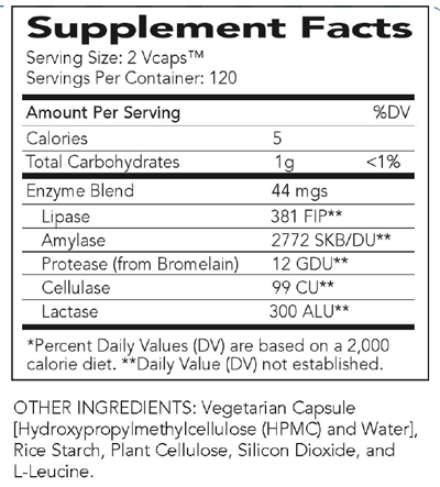 absorbaid digestive enzyme support nature's sources supplement facts