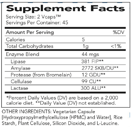 absorbaid digestive enzyme support nature's sources supplement facts