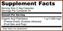 acai 500 mg (now foods) supplement facts