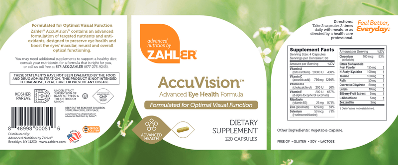 AccuVision (Advanced Nutrition by Zahler) Label