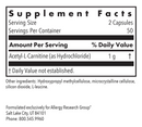 acetyl-l-carnitine 500 mg allergy research group supplement facts