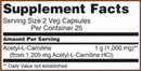 acetyl-l carnitine 500 mg (now foods) supplement facts