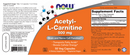 acetyl-l carnitine 500 mg (now foods) label