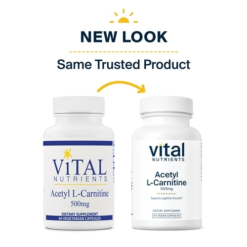 Acetyl L-Carnitine 500 mg Vital Nutrients new look