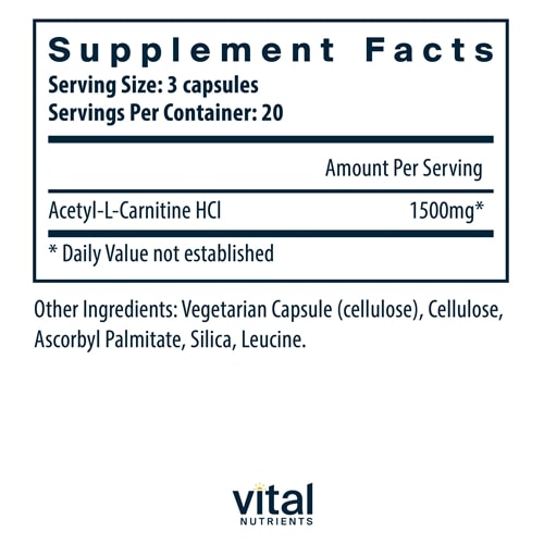 Acetyl L-Carnitine 500 mg Vital Nutrients supplements