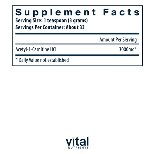 acetyl l-carnitine powder vital nutrients supplement facts