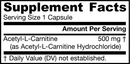 acetyl l-carnitine jarrow formulas supplement facts