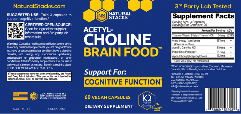 acetylcholine brain food natural stacks label