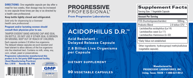 Acidophilus (Progressive Labs) Label