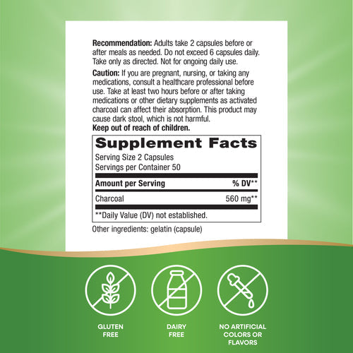 activated charcoal nature's way supplement facts