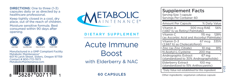 acute immune boost (metabolic maintenance) label