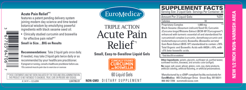 Acute Pain Relief (Euromedica) Label
