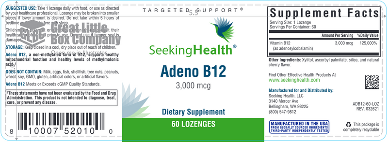 Adeno B12 Seeking Health Label