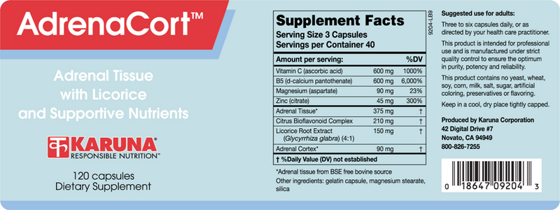 adrenacort (karuna responsible nutrition) label