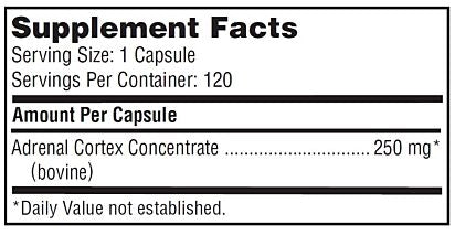 Adrenal Cortex (Klaire Labs) supplement facts