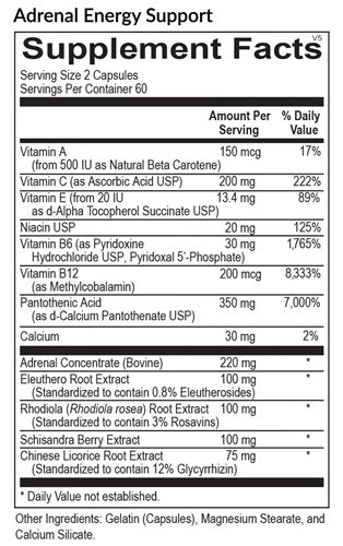 Adrenal Energy Support (EquiLife) supplement facts