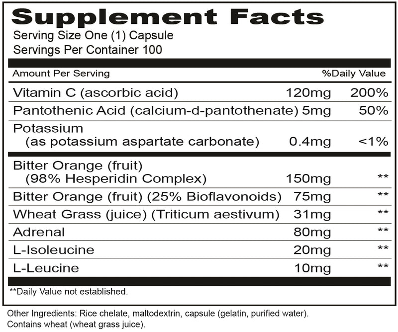 Adrenal Focus (Priority One Vitamins) supplement facts