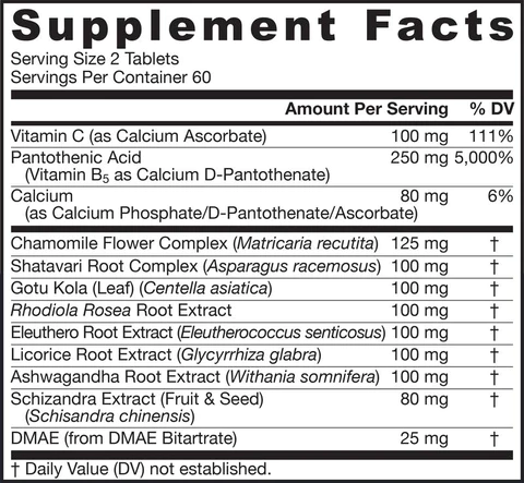 Adrenal Optimizer Jarrow Formulas supplement facts