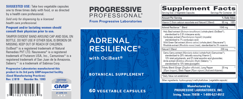 Adrenal Resilience (Progressive Labs) Label