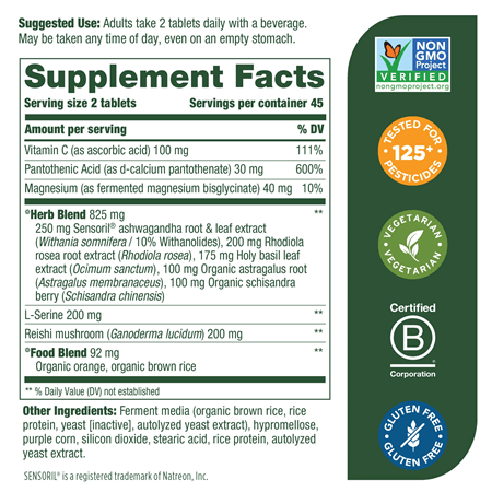 Adrenal Strength 90ct (MegaFood) supplement facts