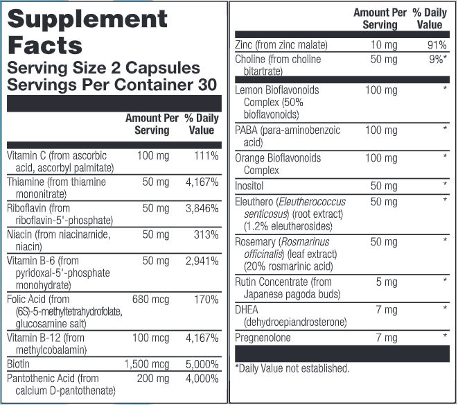Adrenal Support Plus (Nutra Biogenesis) Supplement Facts