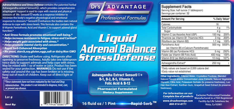 adrenal balance stress defense drs advantage label