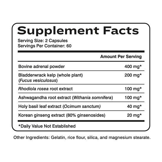 adrenal complete (inwell biosciences) supplement facts