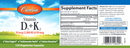vitamin d3 & k2 carlson labs label
