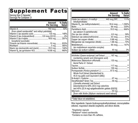 advaclear (metagenics) supplement facts