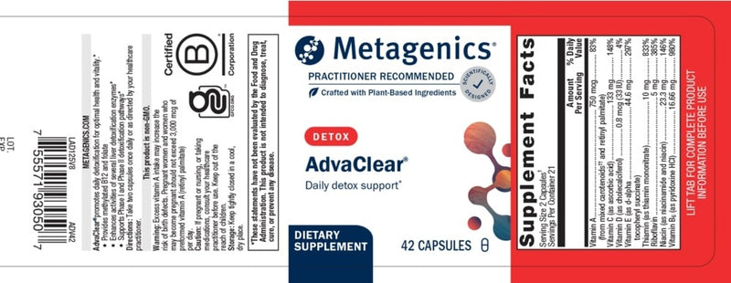 advaclear (metagenics) label