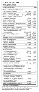advanced nutrients (thorne) supplement facts