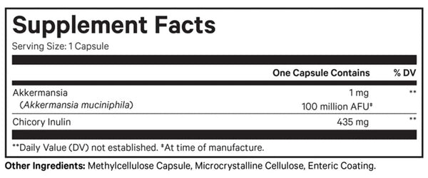 Akkermansia Digestive Supplement Capsules Supplement Facts Label