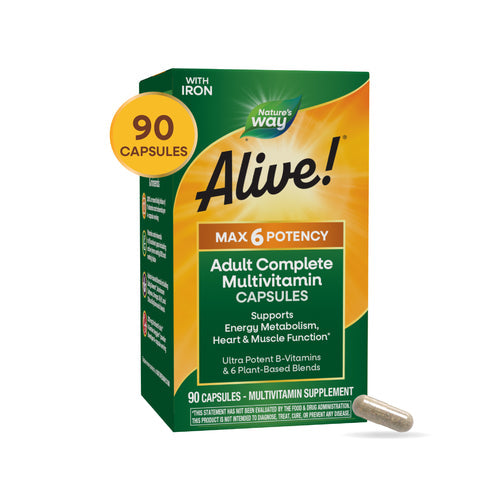 alive max 6 potency adult complete multivitamin (with iron) nature's way