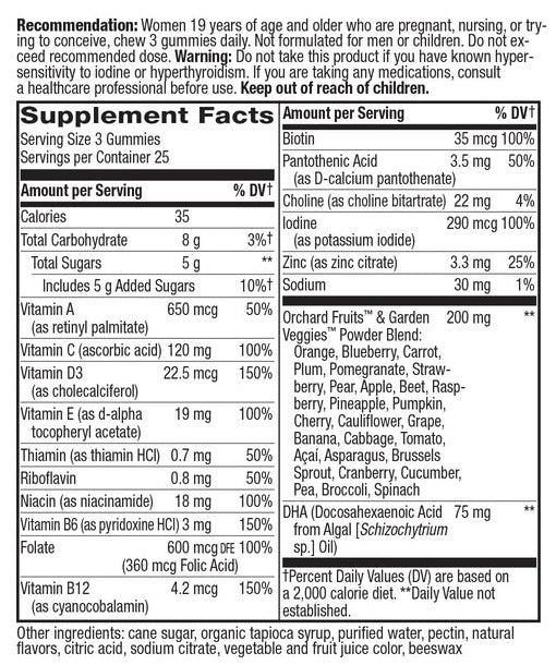 alive prenatal gummy nature's way supplement facts