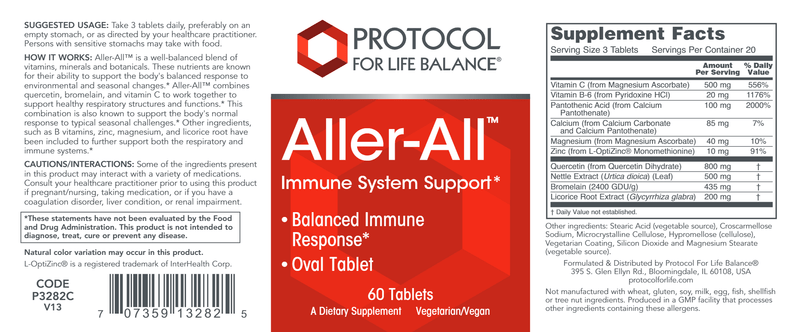 Aller-All (Protocol for Life Balance) Label