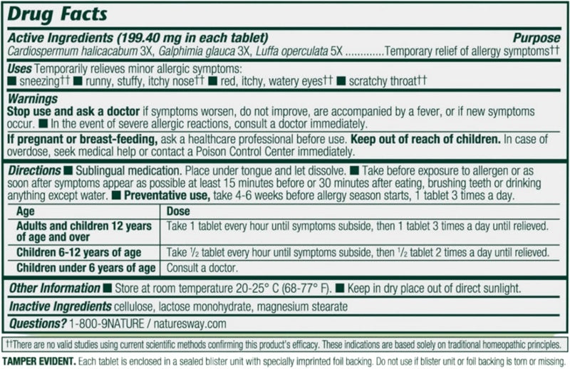 allergiemittel alleraide boericke & tafel drug facts