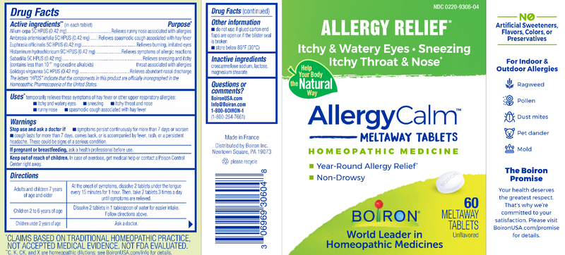 AllergyCalm (RhinAllergy) (Boiron) label