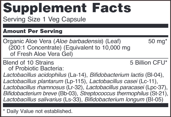 Aloe 10,000 & Probiotics (NOW) Supplement Facts