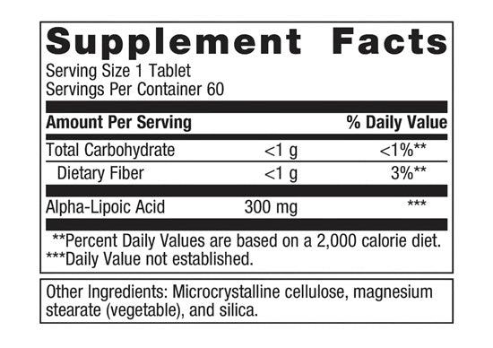 alpha-lipoic acid 300 mg | meta lipoate 300 (metagenics) supplement facts