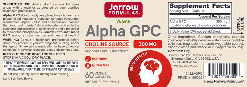Alpha GPC Jarrow Formulas label