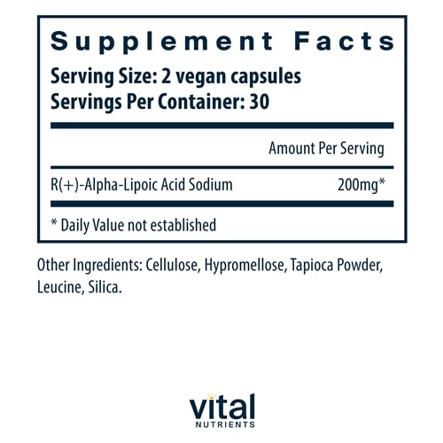 Alpha Lipoic Acid 200 mg Vital Nutrients supplements