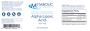 alpha lipoic acid 300 mg (metabolic maintenance) label